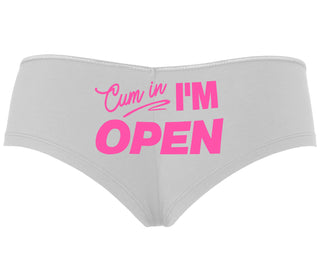 Cum In I'm Open - White Boyshort
