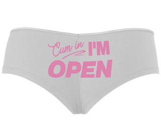 Cum In I'm Open - White Boyshort