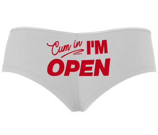 Cum In I'm Open - White Boyshort