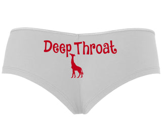 Deepthroat - Funny Giraffe Logo - White Boyshort