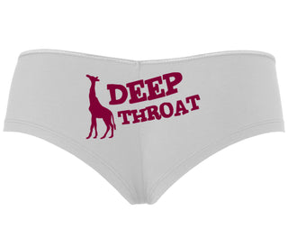 Deep throat - Giraffe Funny Logo - White Boyshort