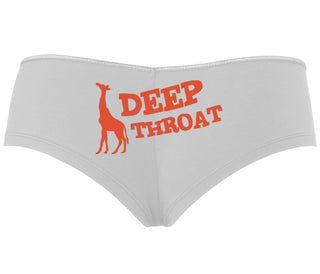Deep throat - Giraffe Funny Logo - White Boyshort
