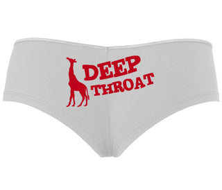 Deep throat - Giraffe Funny Logo - White Boyshort