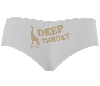 Deep throat - Giraffe Funny Logo - White Boyshort