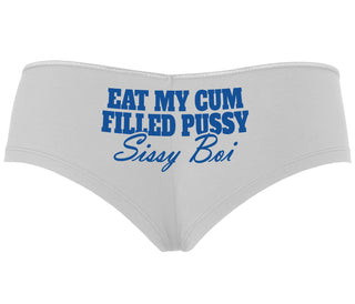 Eat My Cum Filled Pussy Sissy Boi - White Boyshort