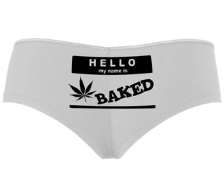 Hello My Name Is Baked - White Boyshort