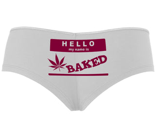 Hello My Name Is Baked - White Boyshort