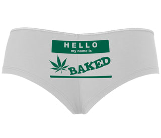 Hello My Name Is Baked - White Boyshort