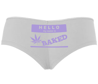 Hello My Name Is Baked - White Boyshort