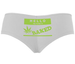 Hello My Name Is Baked - White Boyshort