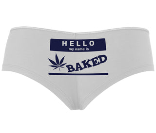 Hello My Name Is Baked - White Boyshort