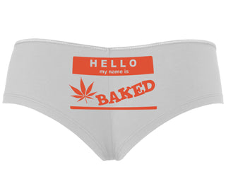 Hello My Name Is Baked - White Boyshort