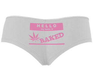 Hello My Name Is Baked - White Boyshort