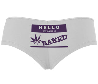 Hello My Name Is Baked - White Boyshort