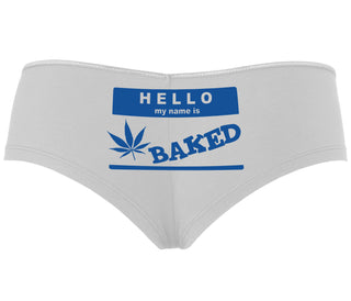 Hello My Name Is Baked - White Boyshort