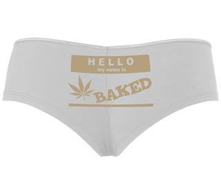 Hello My Name Is Baked - White Boyshort