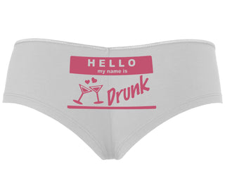 Hello My Name Is Drunk - White Boyshort