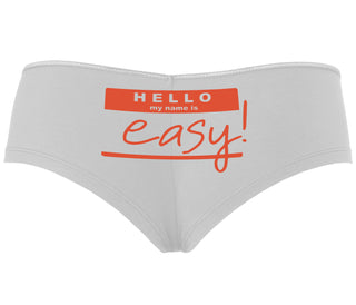 Hello My Name Is Easy - White Boyshort