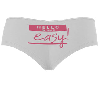 Hello My Name Is Easy - White Boyshort
