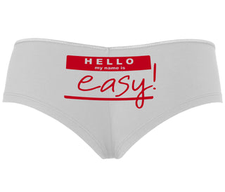 Hello My Name Is Easy - White Boyshort
