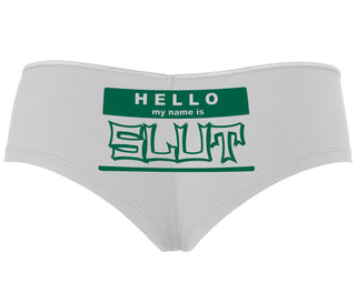 Hello My Name Is Slut - White Boyshort