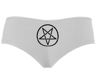 Inverted Pentagram - White Boyshort