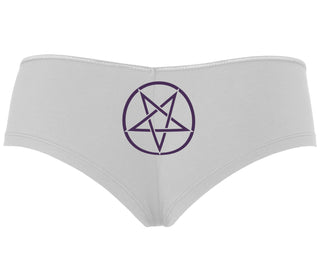 Inverted Pentagram - White Boyshort