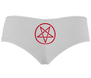 Inverted Pentagram - White Boyshort