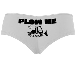 Plow Me - Funny Tractor Design - White Boyshort