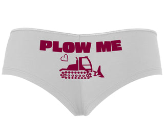 Plow Me - Funny Tractor Design - White Boyshort