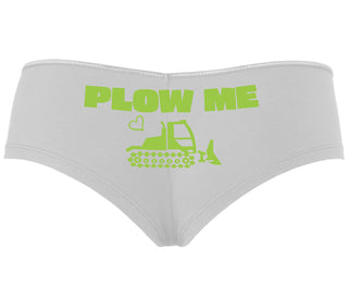 Plow Me - Funny Tractor Design - White Boyshort