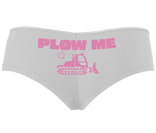 Plow Me - Funny Tractor Design - White Boyshort