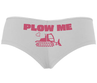 Plow Me - Funny Tractor Design - White Boyshort