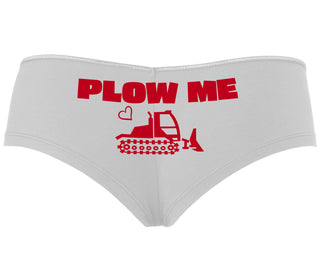 Plow Me - Funny Tractor Design - White Boyshort
