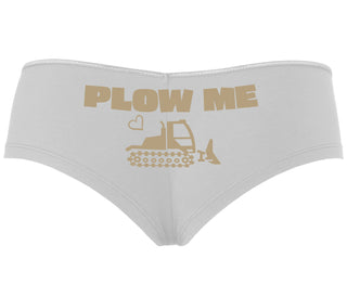 Plow Me - Funny Tractor Design - White Boyshort