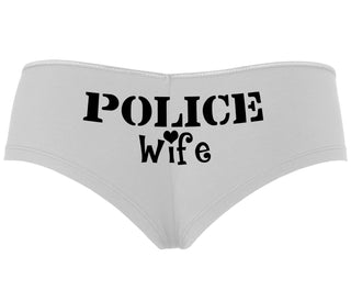 Police Wife Stencil Design - White Boyshort