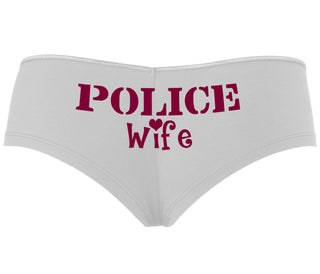 Police Wife Stencil Design - White Boyshort