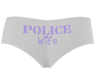 Police Wife Stencil Design - White Boyshort