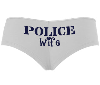 Police Wife Stencil Design - White Boyshort