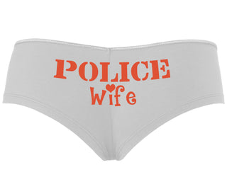 Police Wife Stencil Design - White Boyshort