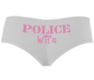 Police Wife Stencil Design - White Boyshort