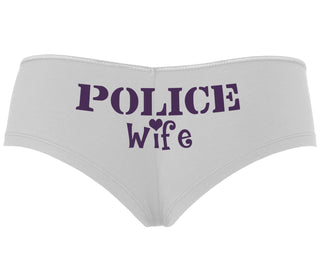 Police Wife Stencil Design - White Boyshort