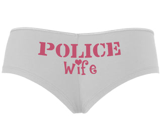 Police Wife Stencil Design - White Boyshort
