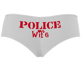 Police Wife Stencil Design - White Boyshort