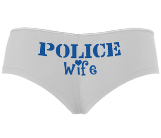 Police Wife Stencil Design - White Boyshort
