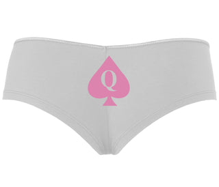 Queen Of Spades Logo - White Boyshort