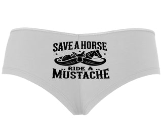 Save A Horse Ride A Mustache - White Boyshort