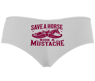 Save A Horse Ride A Mustache - White Boyshort