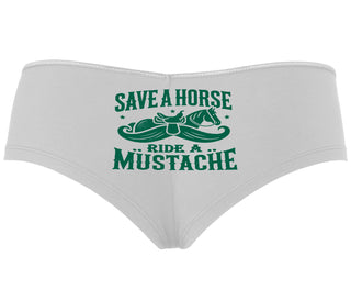 Save A Horse Ride A Mustache - White Boyshort