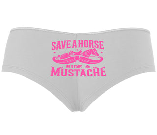 Save A Horse Ride A Mustache - White Boyshort